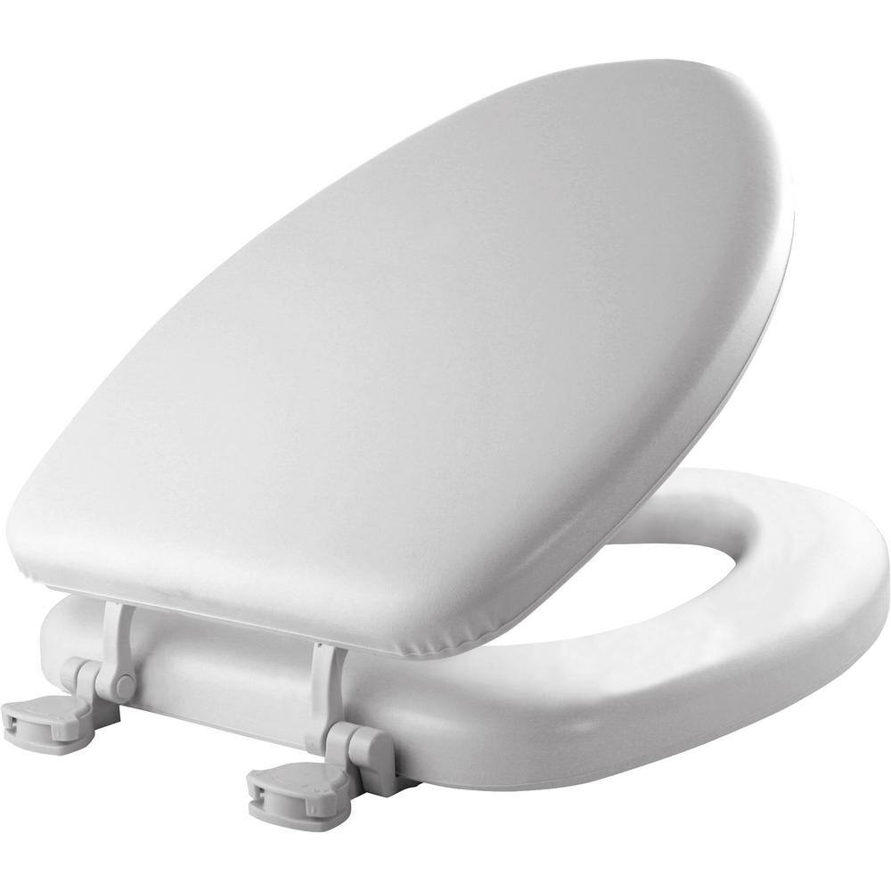 BEMIS Cushioned Vinyl Soft Elongated Closed Front Toilet Seat in White