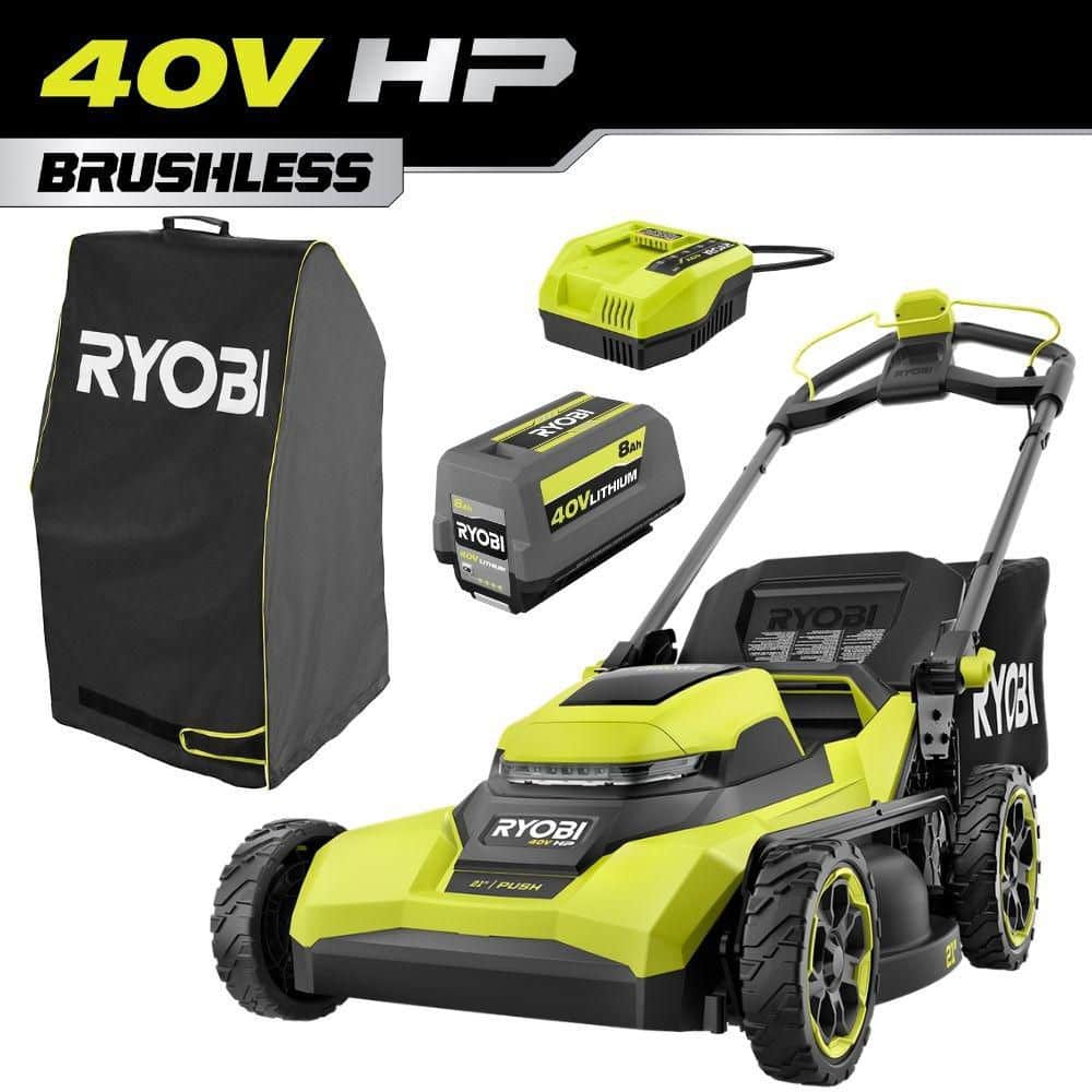 40V HP Brushless 21 in. Cordless Battery Walk Behind Push Lawn Mower with Cover, 8.0 Ah Battery and Charger price history on PriceWatchPro