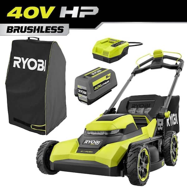 40V HP Brushless 21 in. Cordless Battery Walk Behind Push Lawn Mower with Cover, 8.0 Ah Battery and Charger