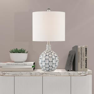 Sacramento 17 .5 in. Blue Table Lamp Set with White Shade