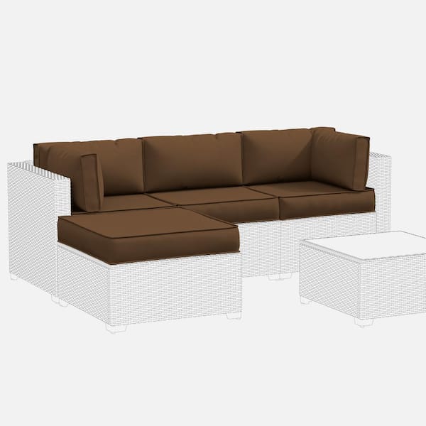 25.6 in. x 25.6 in. x 4 in. (9-Piece) Deep Seating Outdoor Sectional Replacement Cushion Chocolate