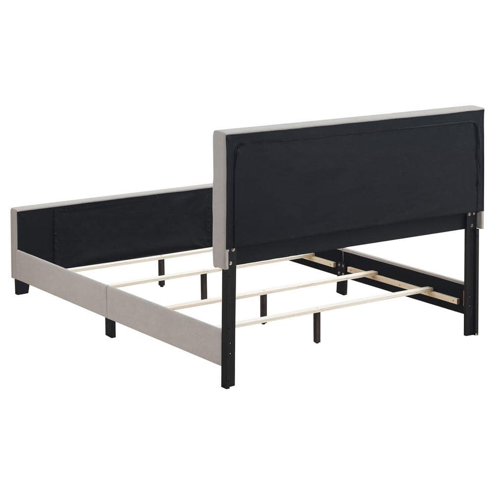 Beige King Upholstered Bed with Tufted Headboard