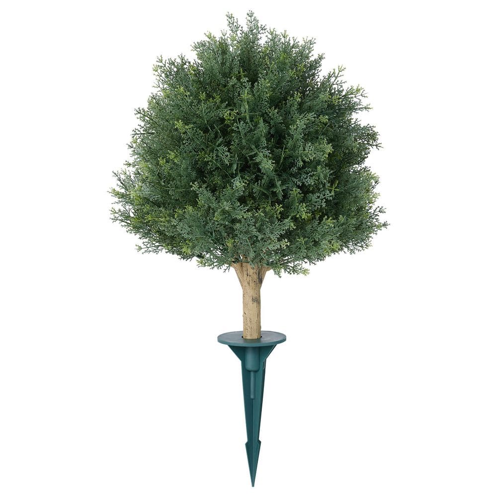 16 in. Artificial Cedar Topiary Trees with Ground Spike Outdoor Fake Bushes Shrubs Trees price history on PriceWatchPro