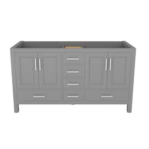 59.29 in. W x 21.65 in. D x 33.54 in. H Freestanding Bath Vanity Cabinet without Top in Grey