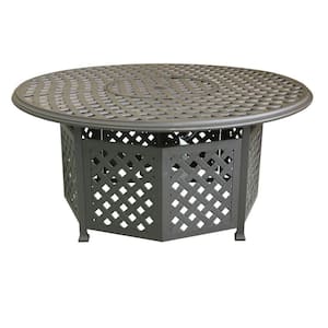 Wynn Dark Bronze Hexagonal Base Metal Outdoor Fire Pit Table