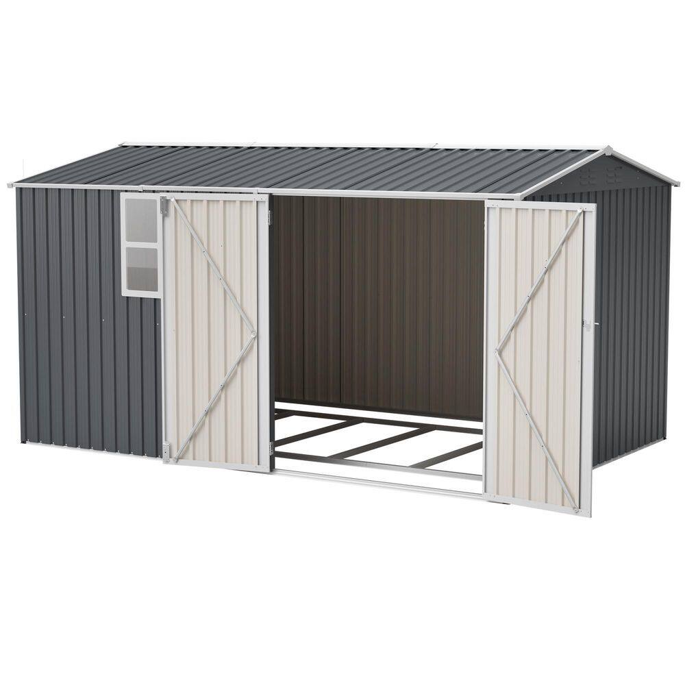 XL Heavy-Duty 12 ft. W x 8 ft. D Metal Storage Shed with Window-Features Hinged Gray Doors and 4 Air Vents (96 sq ft.) price history on PriceWatchPro