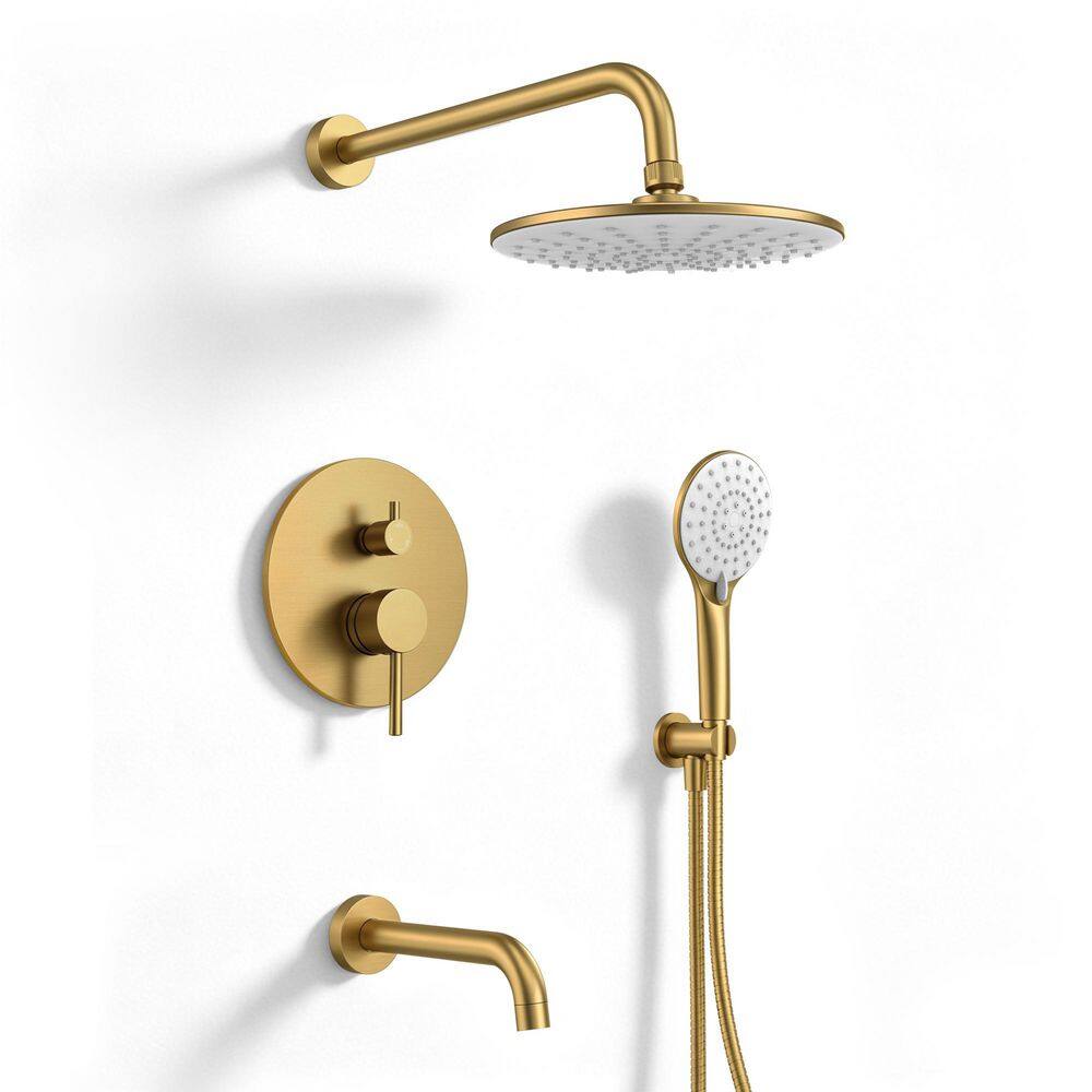 Dual Handle 3-Spray Tub and Shower Faucet 2.5 GPM with Multi-Function Handheld in Brushed Gold Valve Included price history on PriceWatchPro