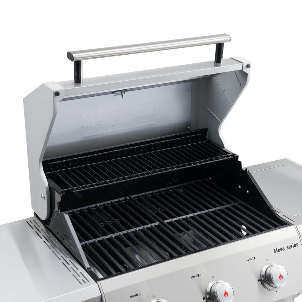Stainless Steel 3-Burner Propane Gas Grill with Side Burner