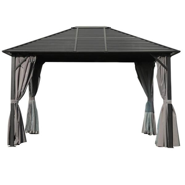 VEIKOUS 12 ft. W x 10 ft. L x 8.7 ft. H Aluminum Hardtop Gazebo with ...