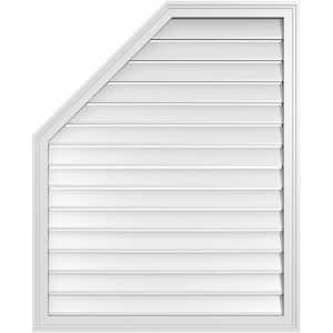 34 in. x 42 in. Octagonal Surface Mount PVC Gable Vent: Functional with Brickmould Frame