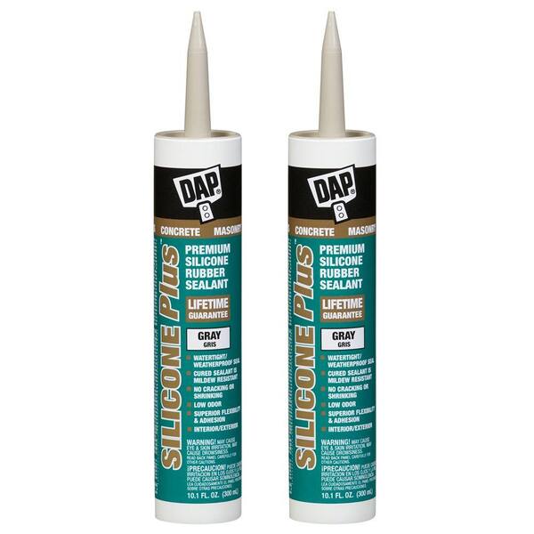 DAP 10.1 oz. Gray Silicone Plus Premium Rubber Concrete and Masonry Sealant (2-Pack)-DISCONTINUED