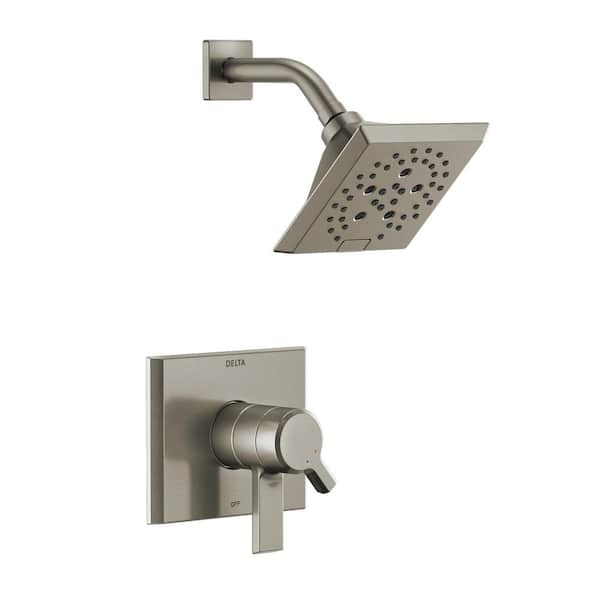 Pivotal 1-Handle Wall-Mount Shower Trim Kit in Lumicoat Stainless with H2Okinetic (Valve Not Included)