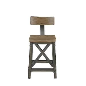 Lancaster 24.5 in. Oak/Silver Wood Counter Stool with Back