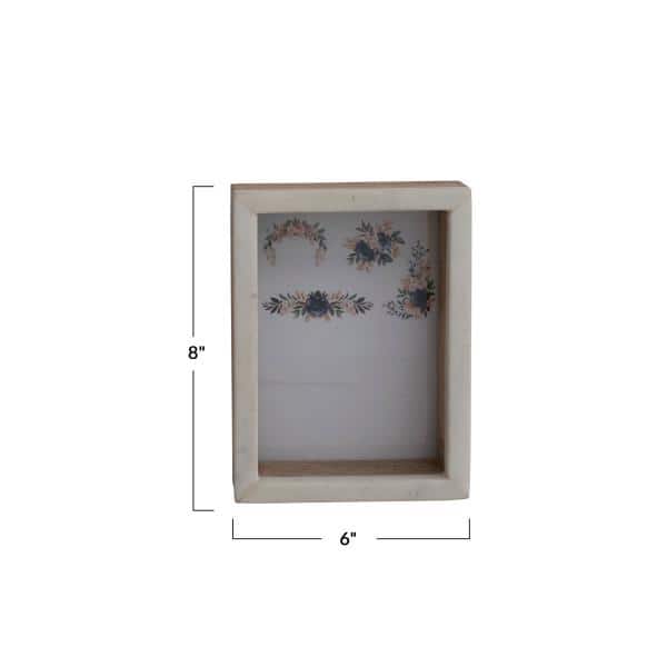 White and Natural Marble and Wood Shadow Box Photo Frame