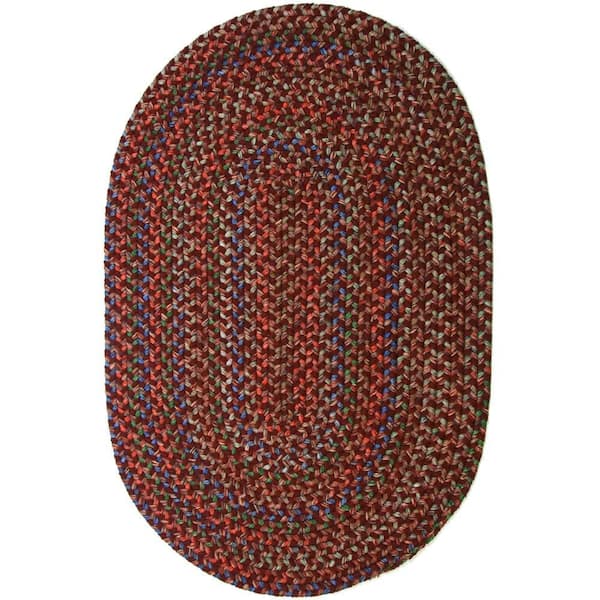 Kennebunkport Burgundy Multi 8 ft. x 11 ft. Oval Indoor/Outdoor Braided Area Rug