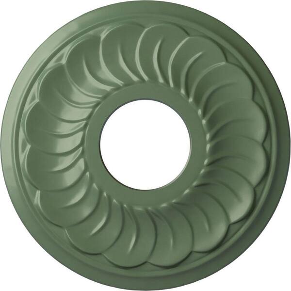 Ekena Millwork 1" x 11-3/4" x 11-3/4" Polyurethane Jet Blackthorne Ceiling Medallion Moulding, Hand-Painted Athenian Green