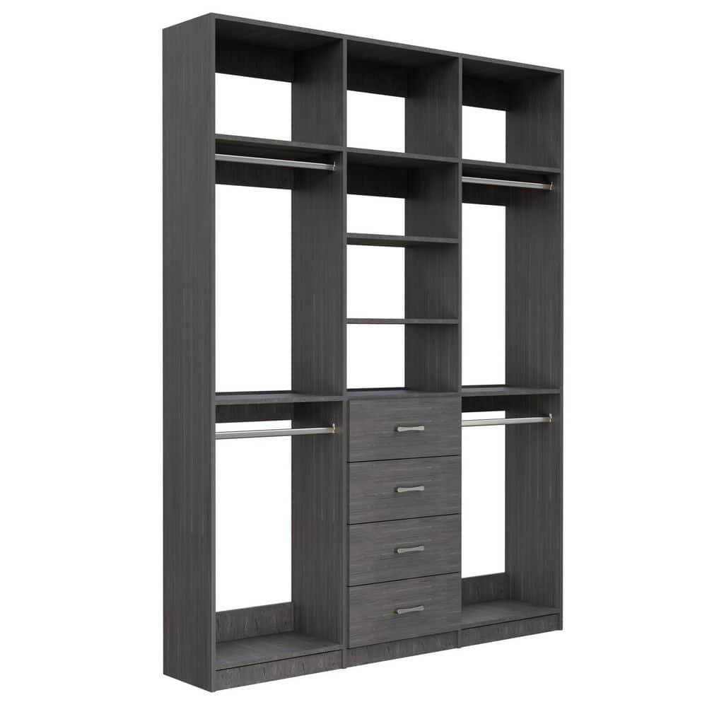 Alto Collection 72 in W Grey Wall Mounted 2 Double Hang and 4-Drawer w Extensions Wood Closet System price history on PriceWatchPro