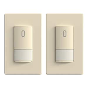 Single-Pole Occupancy Sensor, PIR Infrared Motion Activated Screwless Wall Switch, Light Almond (2-Pack)