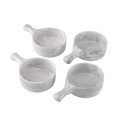 6 oz. Marble Grey Porcelain Handled Pot