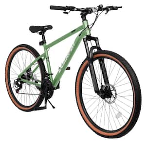 27.5 in. Mountain Bike with 21-Speed and Carbon Steel Frame Disc Brakes Thumb Shifter Front for Men and Women's in Green