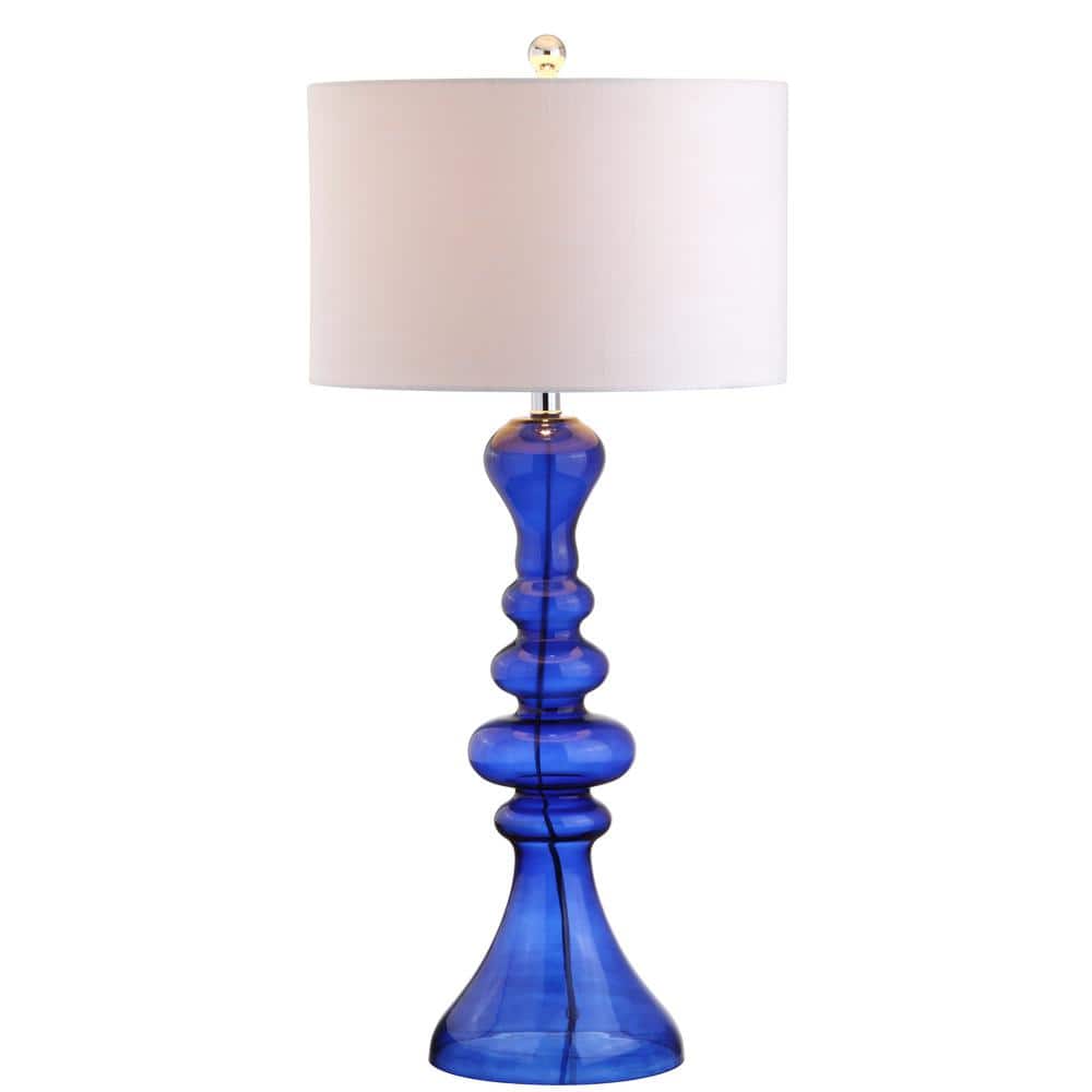Cobalt Curved Glass Table Lamp, Cobalt Blue Lamp
