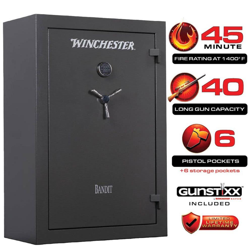 Winchester Safes Bandit 30.5 cu. ft. 40-Gun 45 Minute Fire Rating UL Listed  Electronic Lock B-6040-31-16-E - The Home Depot