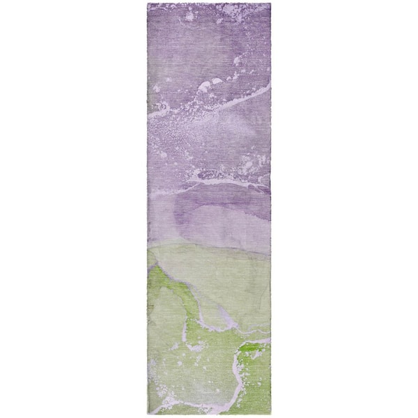 Dream Shag Premium Machine Washable Abstract ADS517 Purple 2 ft. x 7 ft. Runner Rug