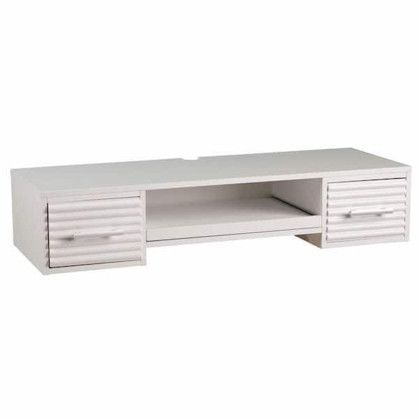 HomeRoots Amelia 42 in. Rectangular White Medium Density Fiberboard (MDF) 2-Drawer Desk with Wall Mounted, Keyboard Tray, Drawers