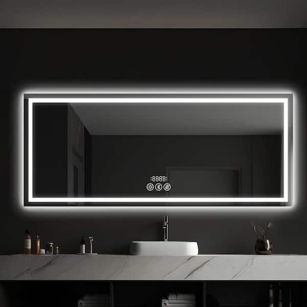 Dovelina 35.4 in. W x 78 in. H Full-Size Rectangular Frameless Anti-Fog LED Wall Bathroom Vanity Mirror