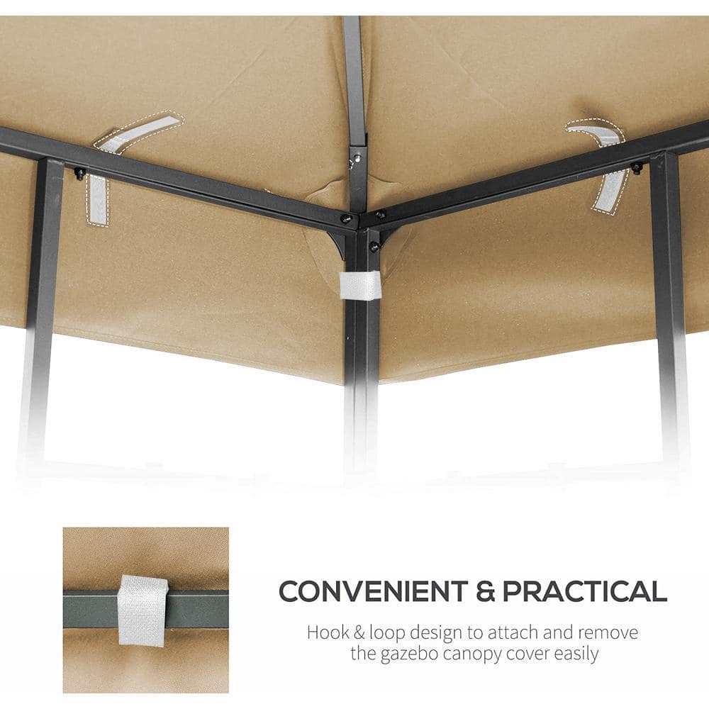 10x10 Ft Khaki Polyester Double Tiered Gazebo Replacement Canopy