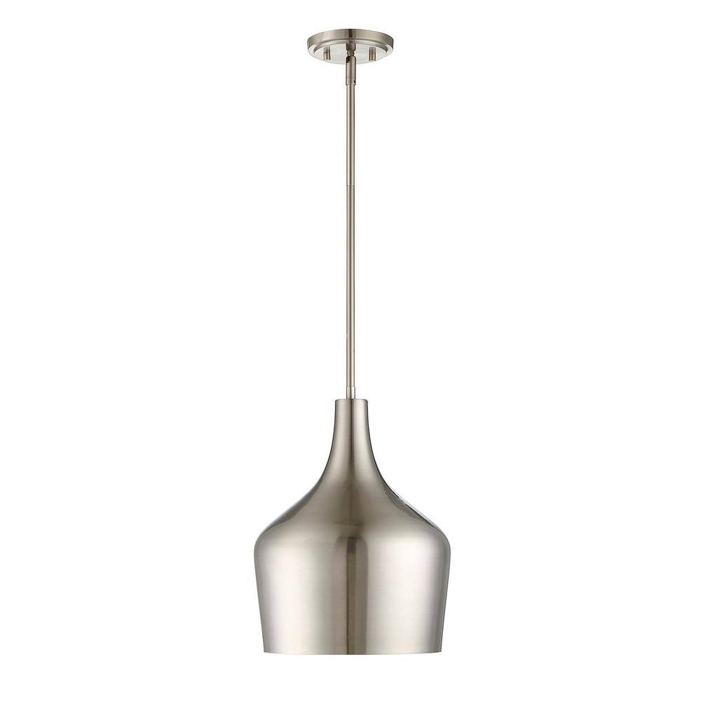 Meridian 10.5 in. W x 14 in. H 1-Light Brushed Nickel Pendant with Contemporary Metal Shade price history on PriceWatchPro