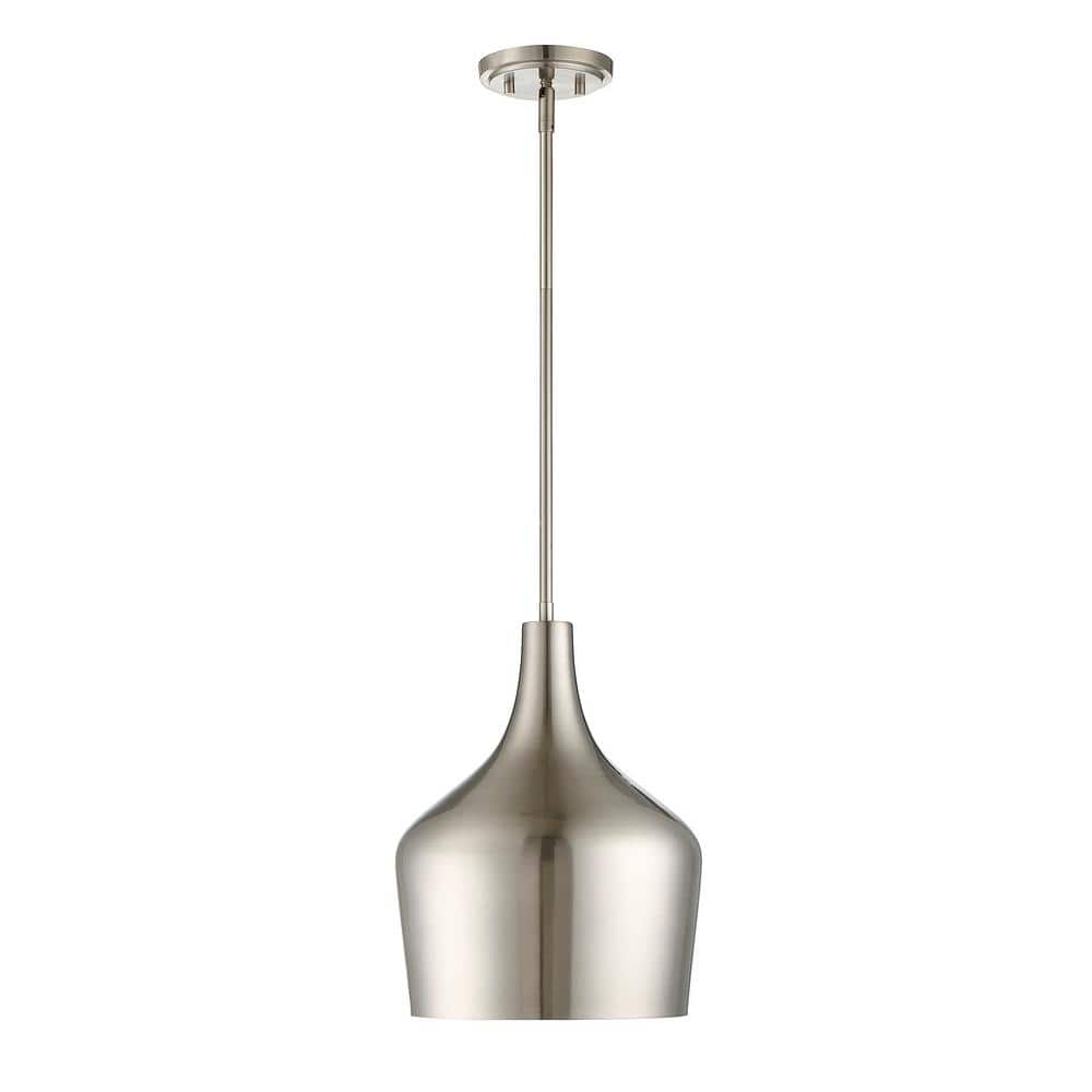 10.5 in. W x 14 in. H 1-Light Brushed Nickel Pendant Light with Contemporary Metal Shade price history on PriceWatchPro