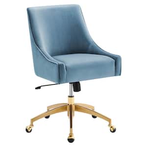 LUCKY ONE Cozy Blue Velvet Swivel Shell Office Chair Height Adjustable  Accent Chair with 360° Castor Wheels CM-202-BL - The Home Depot