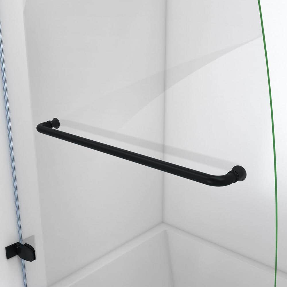 Aqua Uno Frameless Hinged Tub Door with Extender Panel in Matte Black