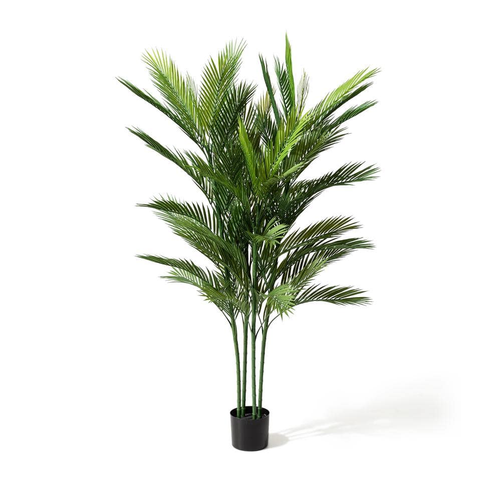 Glitzhome 5ft. Faux Palm Artificial Tree in Pot 2039000002 The Home Depot