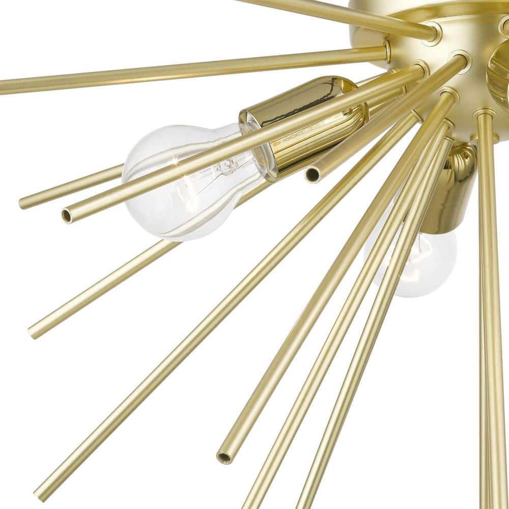 Tribeca 4-Light Flush Mount Ceiling Fixture in Soft Gold with Polished Brass Accents
