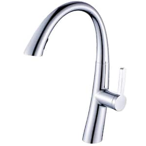 Single-Handle Gooseneck Pull-Out Sprayer Kitchen Faucet in Chrome
