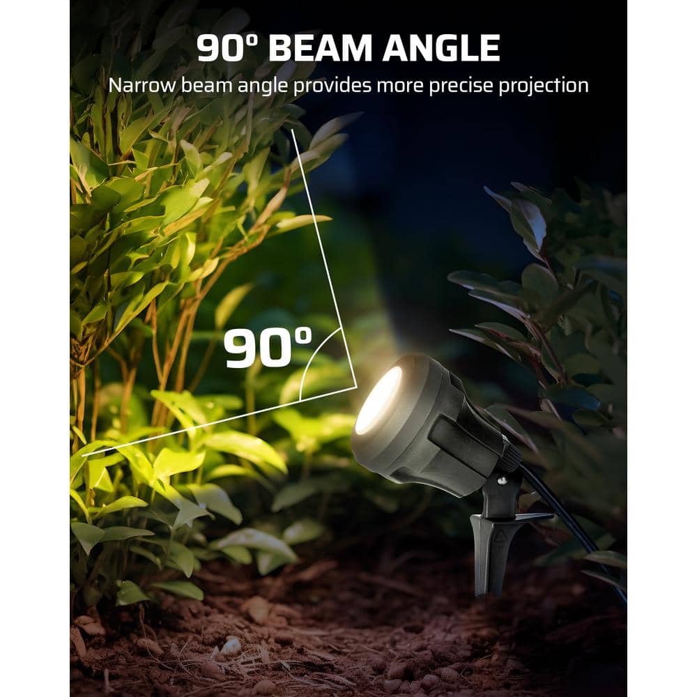 DEWENWILS 120V LED Black Outdoor Spotlight with Color Lenses