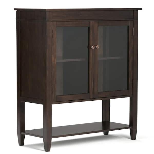 Simpli Home Carlton Solid Wood 40 in. Wide Contemporary Medium Storage Cabinet in Tobacco Brown