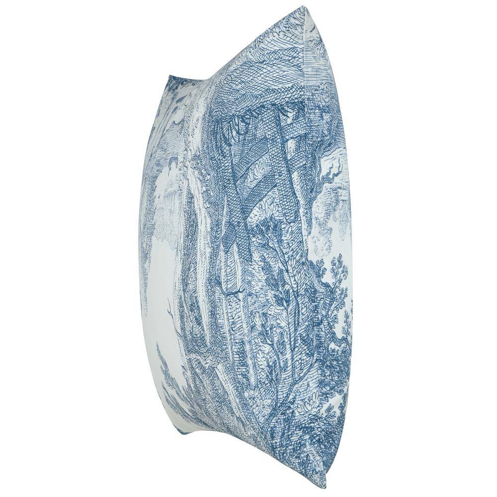 Blue and White Linen Square Throw Pillow