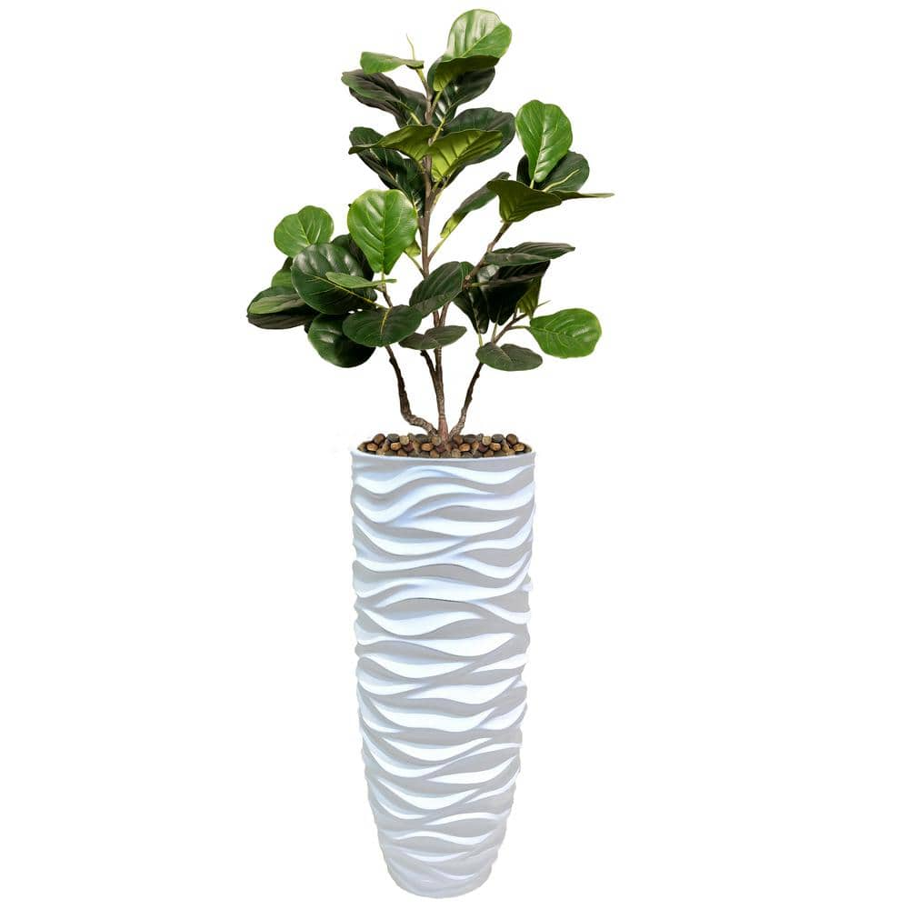 VINTAGE HOME 37 in. High Artificial Fig Tree With Fiberstone Planter ...