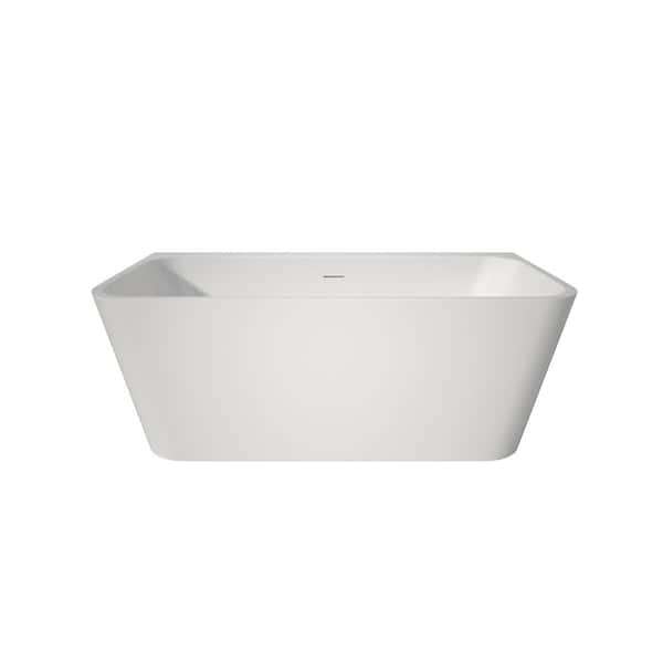 59 in. x 29.5 in. Acrylic Flatbottom Freestanding Soaking Bathtub in White