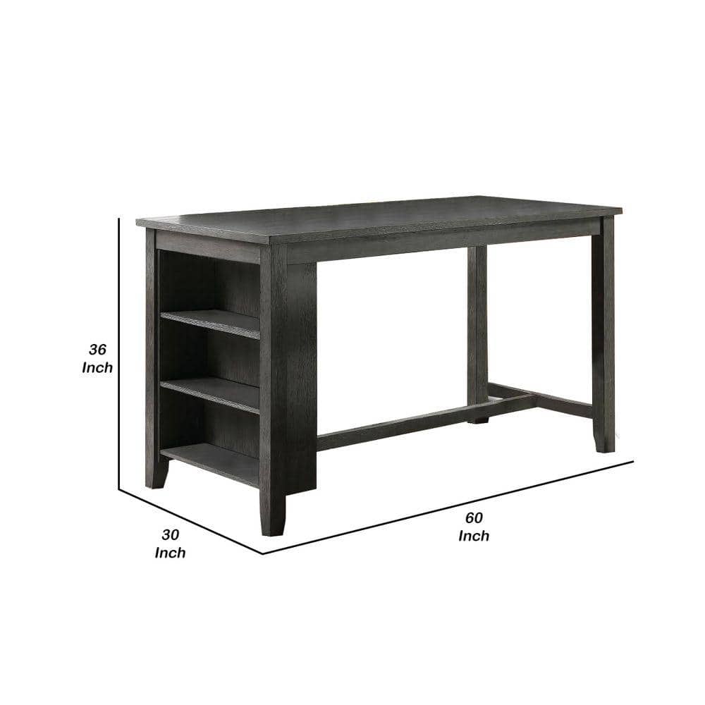 Transitional Gray Wooden Extendable Counter Height Dining Table with Storage