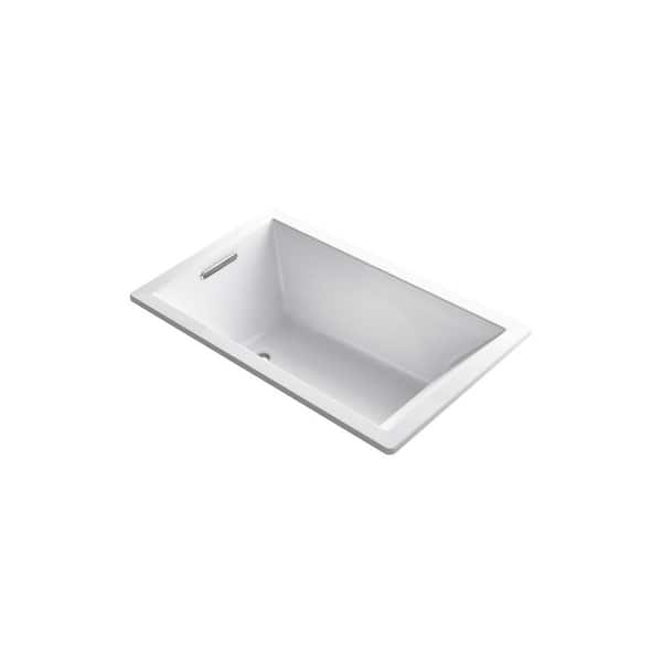 KOHLER Underscore 60 in. x 36 in. Rectangular Soaking Bathtub with Reversible Drain in White, VibrAcoustic Bask