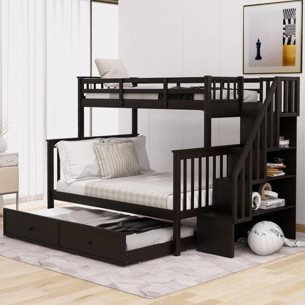 Qualfurn Jeniffer Espresso Twin Over, The Best Twin Over Full Bunk Bed
