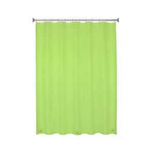 70 in. W x 72 in. H Medium Weight PEVA Shower Curtain Liner and Beaded Roller Ring Set in Green