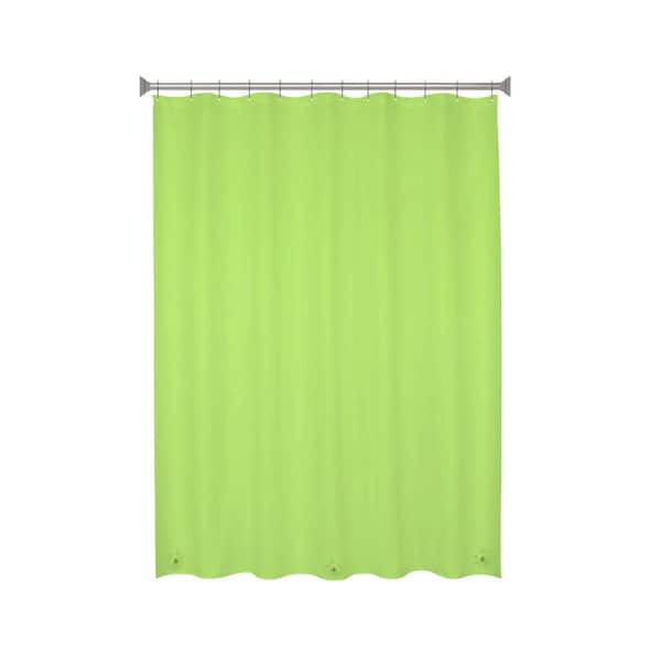 70 in. W x 72 in. H Medium Weight PEVA Shower Curtain Liner and Beaded Roller Ring Set in Green