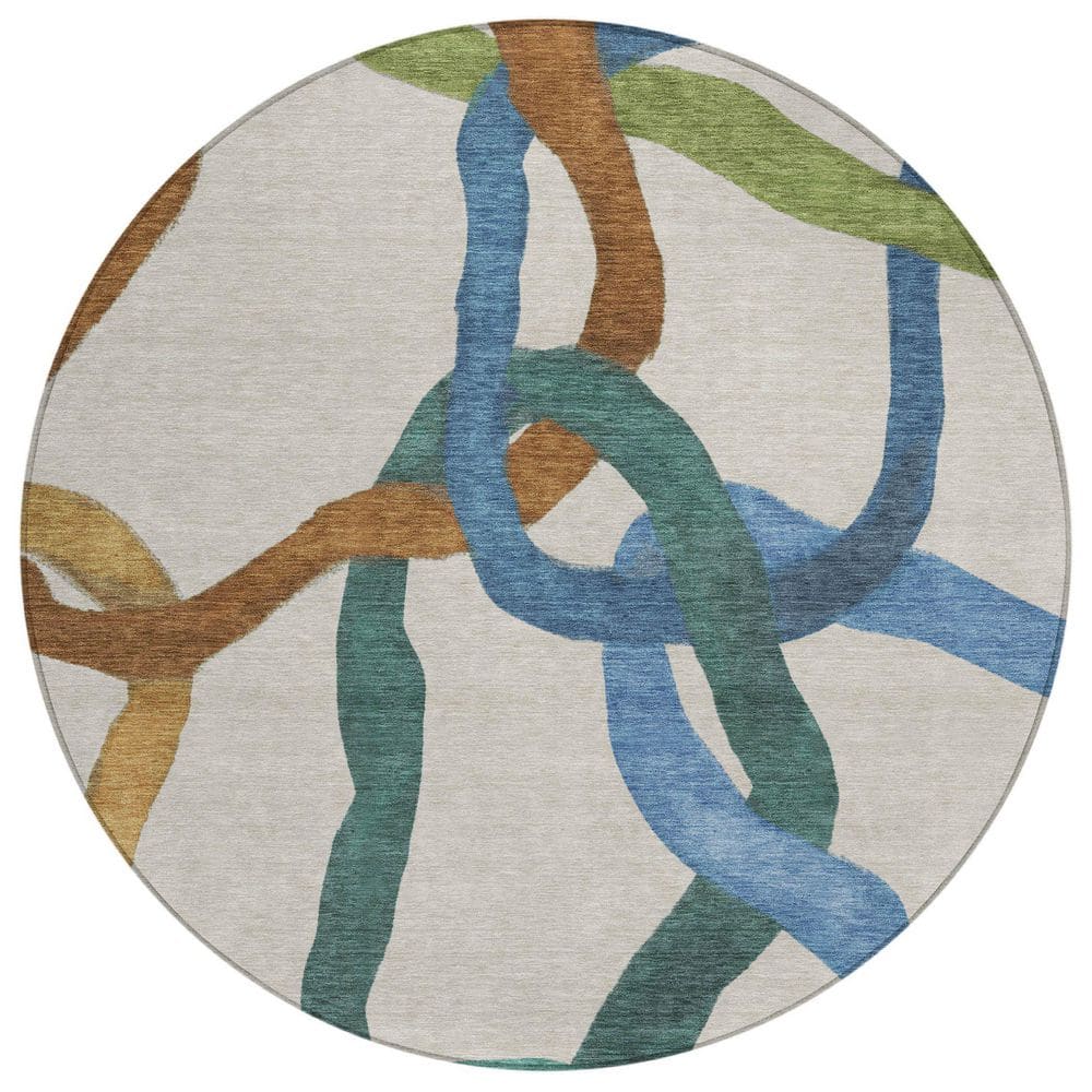 Chantille Machine Washable Indoor/Outdoor Abstract ACN2394 Beige 8 ft. x 8 ft. Round Rug price history on PriceWatchPro