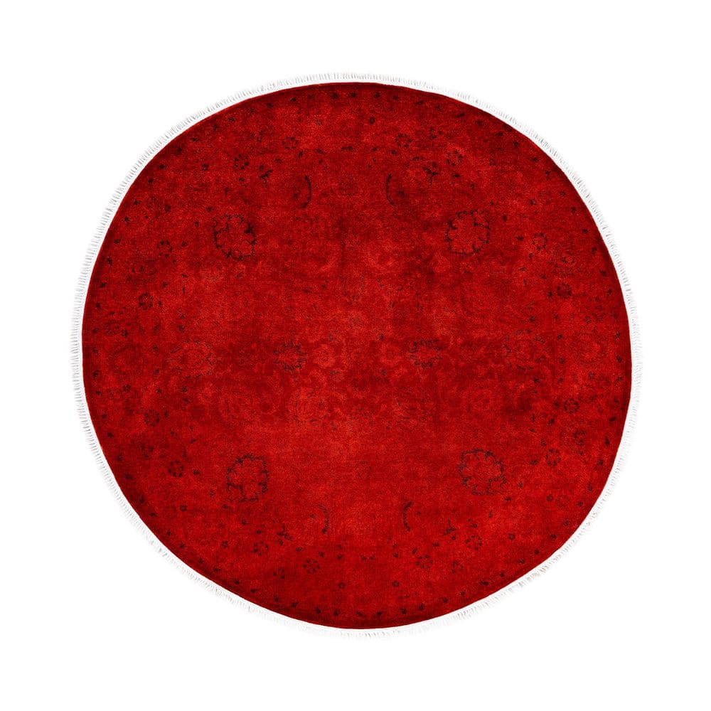 Overdyed Red 5 ft. x 5 ft. Solid Wool Indoor Area Rug price history on PriceWatchPro