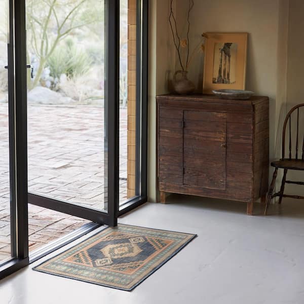 Machine Washable Rug with Standard Pad - Rayne Soft Navy 2 ft. x 3 ft.